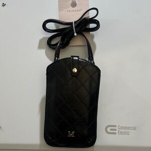 Primark Black Quilted Phone Case with Strap